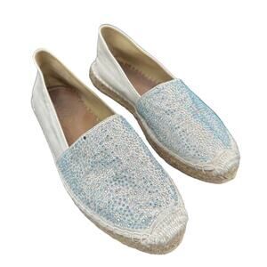 Savi Resort Wear Salma Espadrille Women's 6 White Slip-On Bedazzled Diamonds
